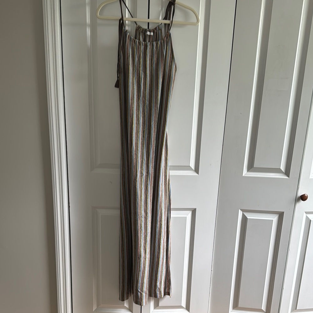 Zara Brown Pleated Maxi Sundress